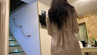 hot nurse in latex gloves sets up sex therapy with patient riding cock