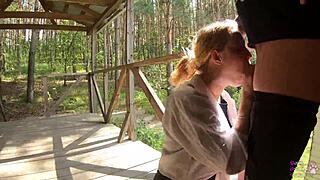 vicky sixxx sucks my huge cock outdoors while black lynn films it all