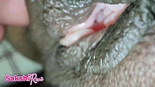 Indian step sis moans loud as step bro fucks her tight pussy closeup