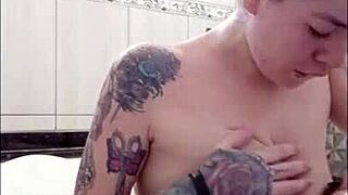 blonde brunette tease big cock creampie in bath cum mouth