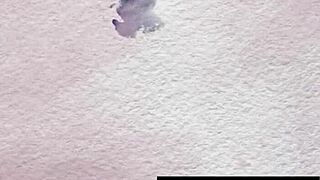 smoking skinny brunette milf carolina white strips lace lingerie showing big tits pussy