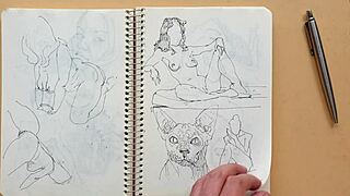 Quick parker ballpoint sketchbook doodle captures latina doggy foot fetish vibe