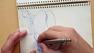 Quick parker ballpoint sketchbook doodle captures latina doggy foot fetish vibe
