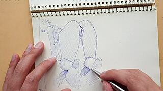 Quick parker ballpoint sketchbook doodle captures latina doggy foot fetish vibe