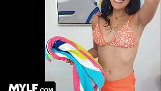 Cute Latina Step Mom Takes Facial Cumshot Pov