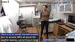 uhm dr tampa's examin mara luv's shaved pussy backstage with toys n piercin nipples pokin out