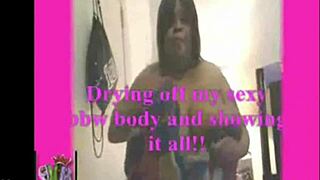 sexy bbw dries fat ass tits after shower tease