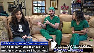 uhm dr tampa's examin mara luv's shaved pussy backstage with toys n piercin nipples pokin out