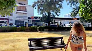 park slut begs fuck piss cum eyes deepthroat gagging rimjob public