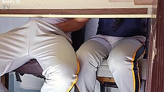 Hot college girl ditches uniform for wild classroom sex