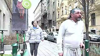 old man's fat monster cock gets deepthroated by chubby teen pigtailed slut