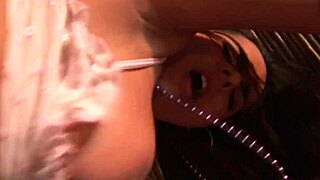 hot slut in fishnets sucks cock then gets her shaved pussy reamed hard 1on1