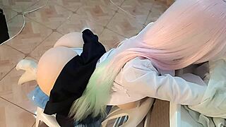 that big ass college coed gets pounded doggy in pov cosplay on the bed