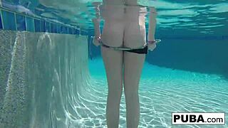 Samantha Rone masturbates ass pussy tits solo in underwater pool depths