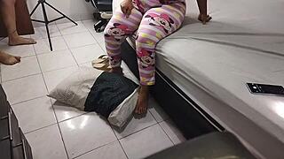 young latina mature bends over taking cum in mouth doggystyle