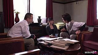 glasses secretary teen seduces ugly boss for fat cock suck??