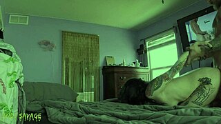 Tatted Goth Slut Drains Him Dry Again and Again!