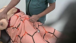 indian doctor thoroughly examines lady patient in hospital clinic setting