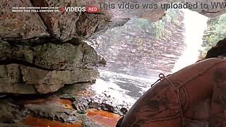 Brazilian bodybuilder couple enjoys outdoor waterfall sex in Bahia with big cock riding