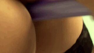 diamond strips purple corset flaunting her huge latina tits and curves