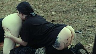 submissive cutie rims ass chokes gags on rough facefuck picnic