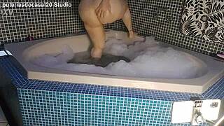 hot tub sex with blonde latina and monster black cock!