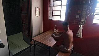 card game turns into wild play with two muscular black guys dominating