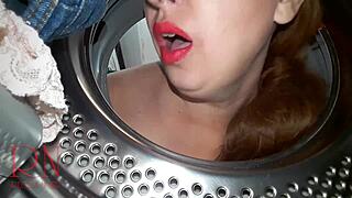 Housewife maid dominated bent over laundry machine fucked hard