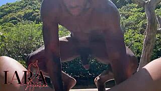 curvy latina brunette squirts bbc outdoor beach blowjob creampie homemade