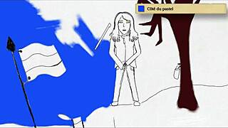 Art academy teen pees standing in home studio