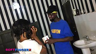 smokey ebony takes monster cock doggy then cumshot on fat ass