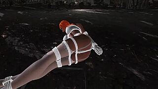 redhead bound in lingerie vibrates to bondage orgasm nightmare