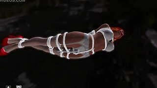 redhead bound in lingerie vibrates to bondage orgasm nightmare