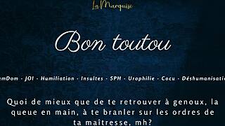 Bon toutou, jerk to my french femdom joi humiliation commands