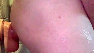 oof this huge pierced dildo stretches peterwolfe in the shower bad