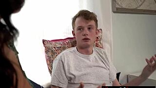 hot stepmom with big natural tits motivates virgin stepson by fucking his young cock 🍑💦