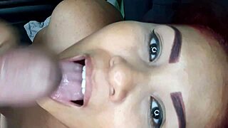 Stepmom kneels for taboo homemade cock suck pov