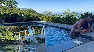 Wanna See Outdoor Anal Creampie and Deepthroat Blowjob by Pool in Costa Rica?
