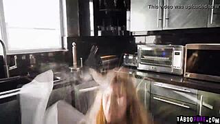 aiden ashley and maya woulfe kiss passionately in the kitchen