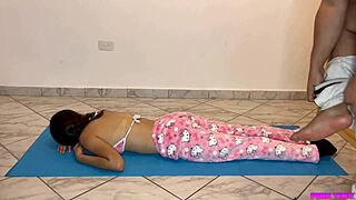 giving innocent cute girl a relaxing massage session