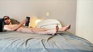 check out my small waist stroking this vibrating monster cock toy sucking deep