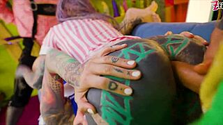 alternative sluts in costume take double anal pen and face cum 😈🍆💦