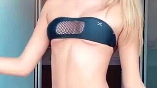 closer club views of boutinela's black bikini tease