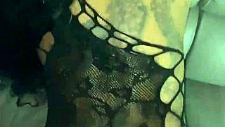 Lace Fishnets Rip In Massive Sextape Cumshots