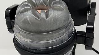 Fleshlight sex toy demo teases with rubjoy robot insertion