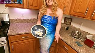 trick or treater surprises lonely housewife with halloween kitchen bang