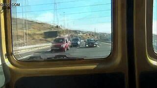 girl hits high speed creamy dildo masturbation outdoors in public