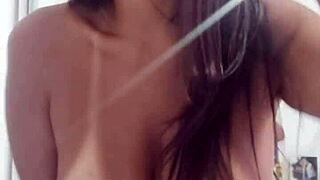 mature latina milf flashes lingerie online making him cum hard part 2