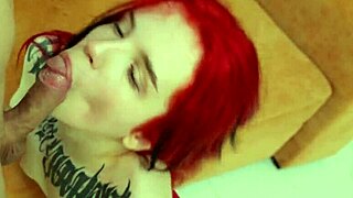 first time anal on this submissive redhead slut... she's gaping and loving it!