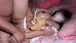 bedroom creampie with bent over asian big ass pussy